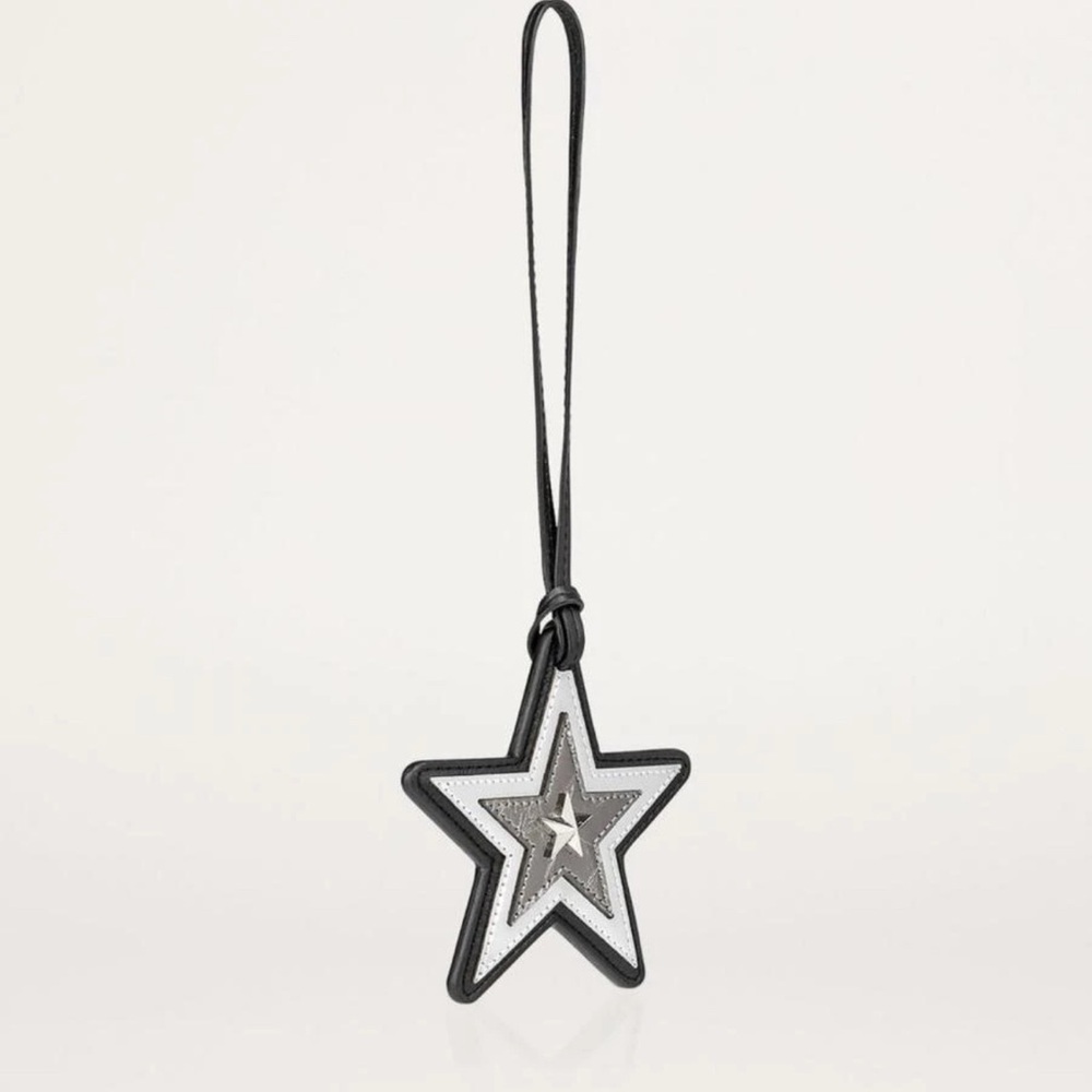 Christian Louboutin CL giddy Black and Silver Star calfskin bag charm NEW